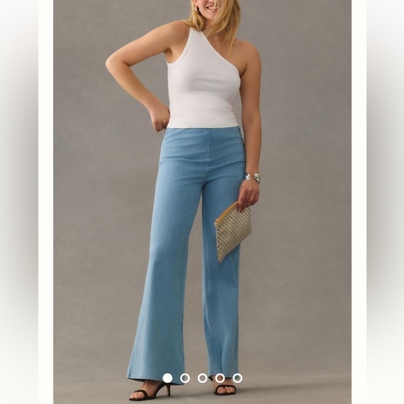 ANTHROPOLOGIE 70’s GOOD AMERICAN PULL ON PALAZZO JEAN BELL BOTTOM PANTS SIZE XL - Picture 1 of 12